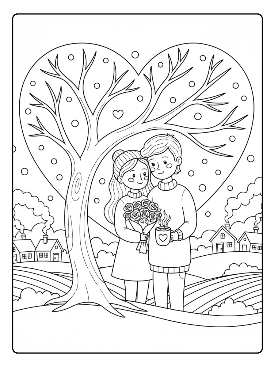 Coloriage Février Couple