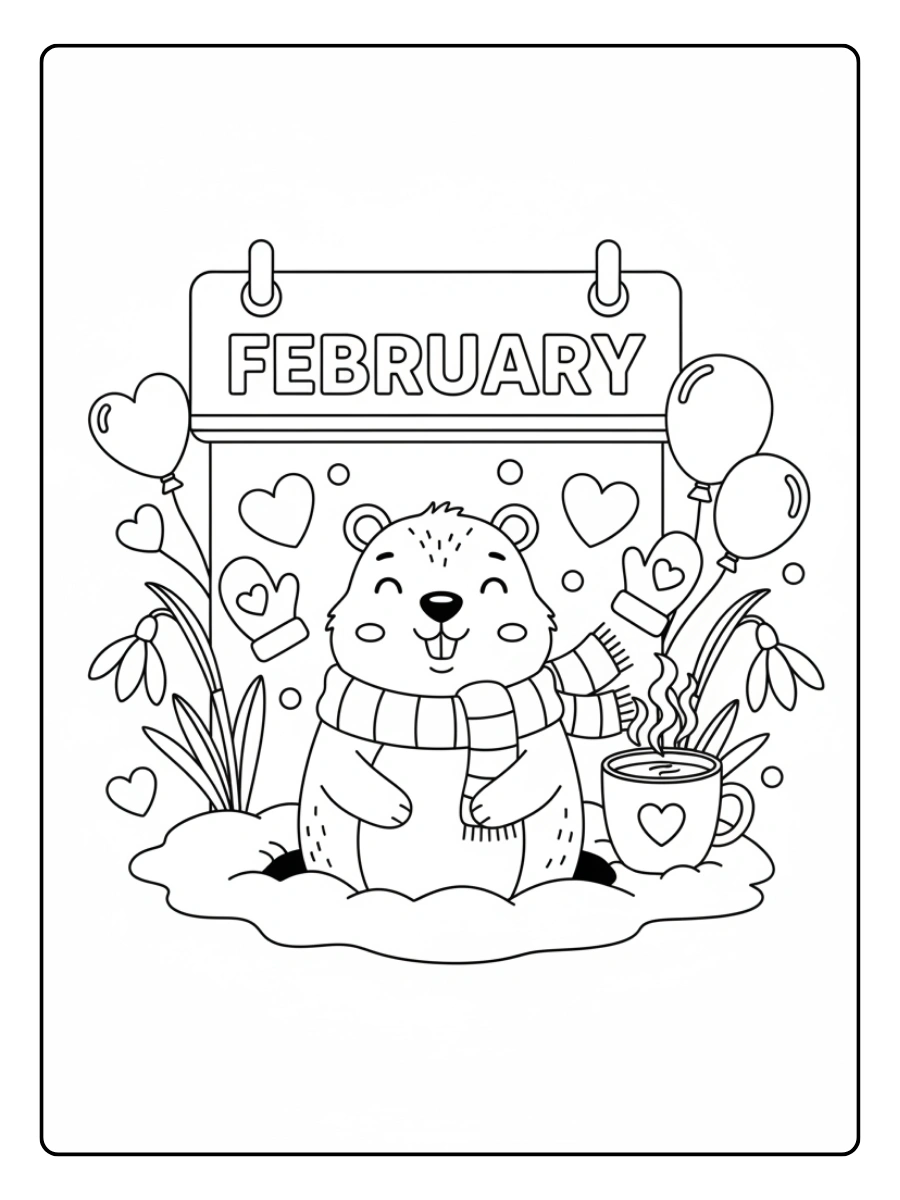 Coloriage Février Facile