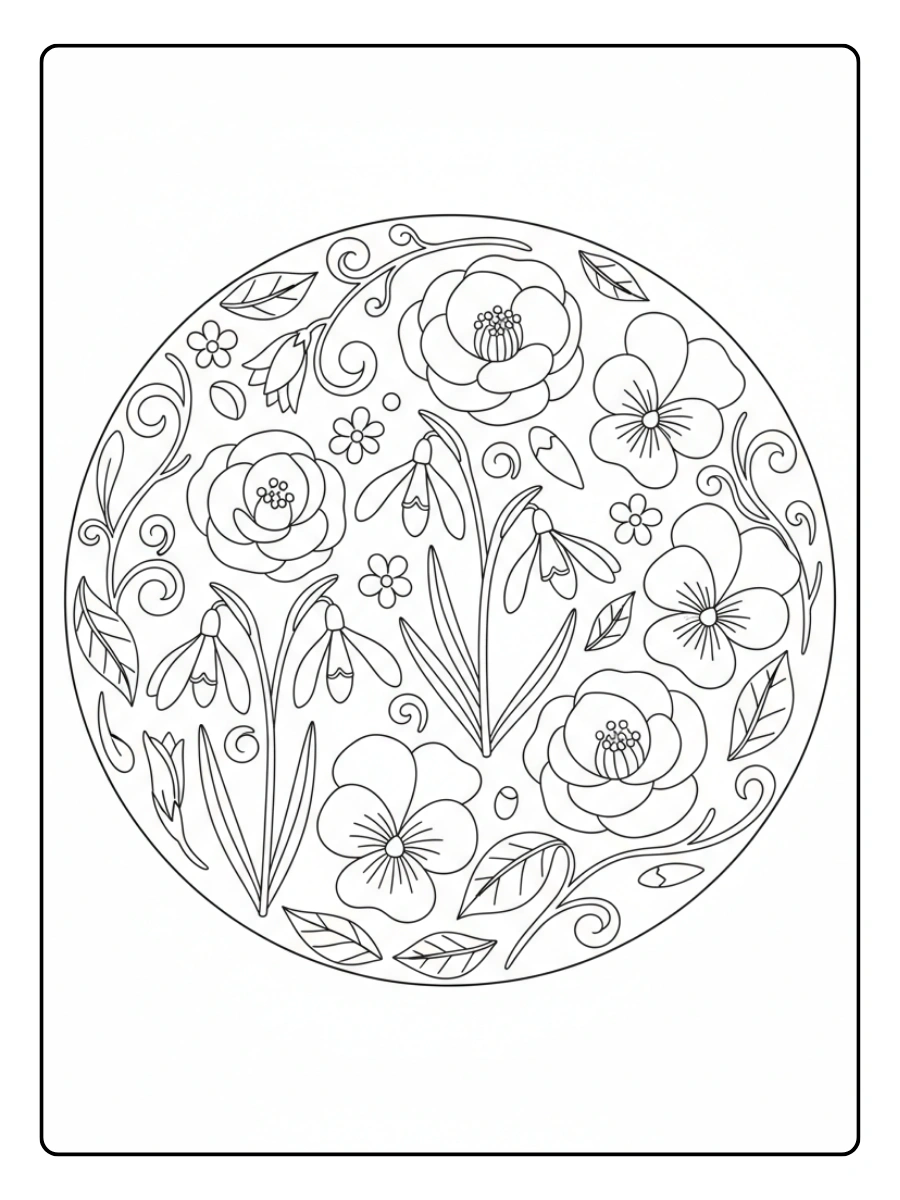 Coloriage Février Fleurs