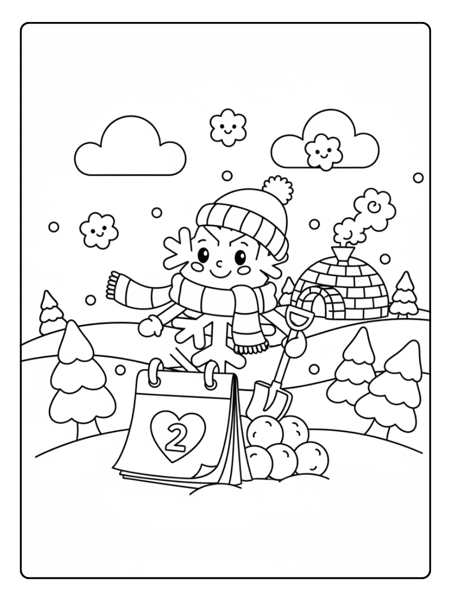 Coloriage Février Neige