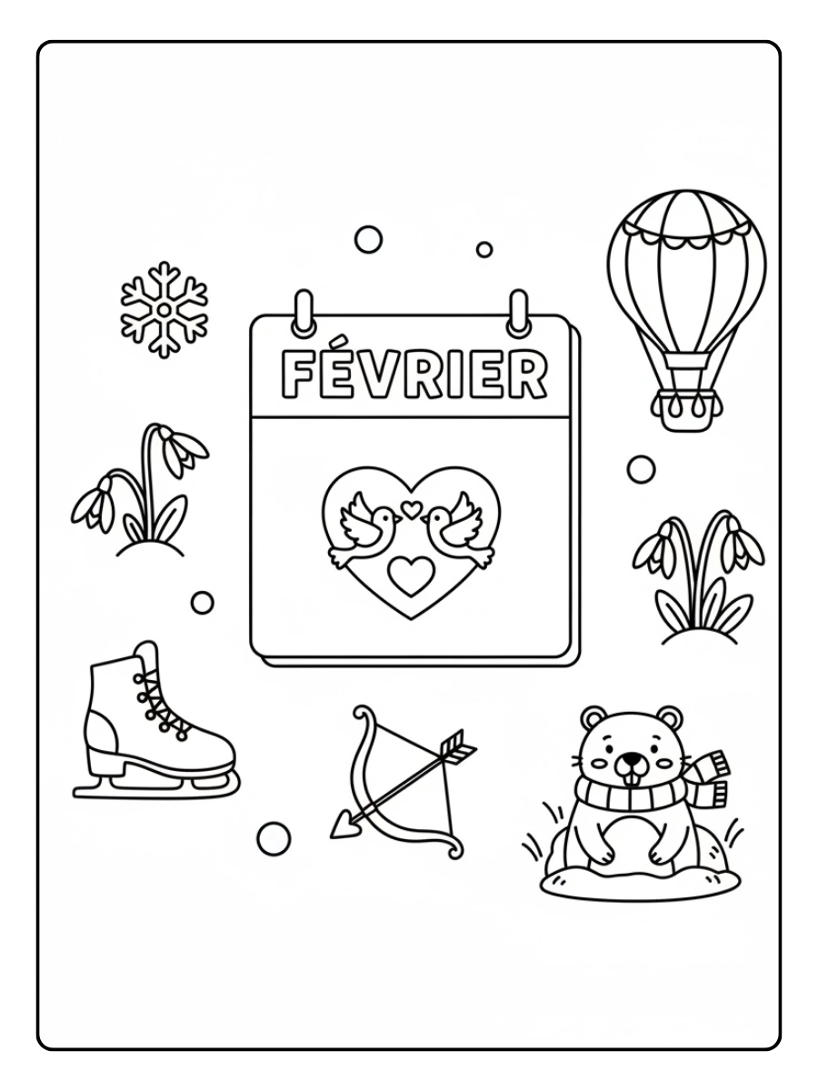 Coloriage Février à Imprimer