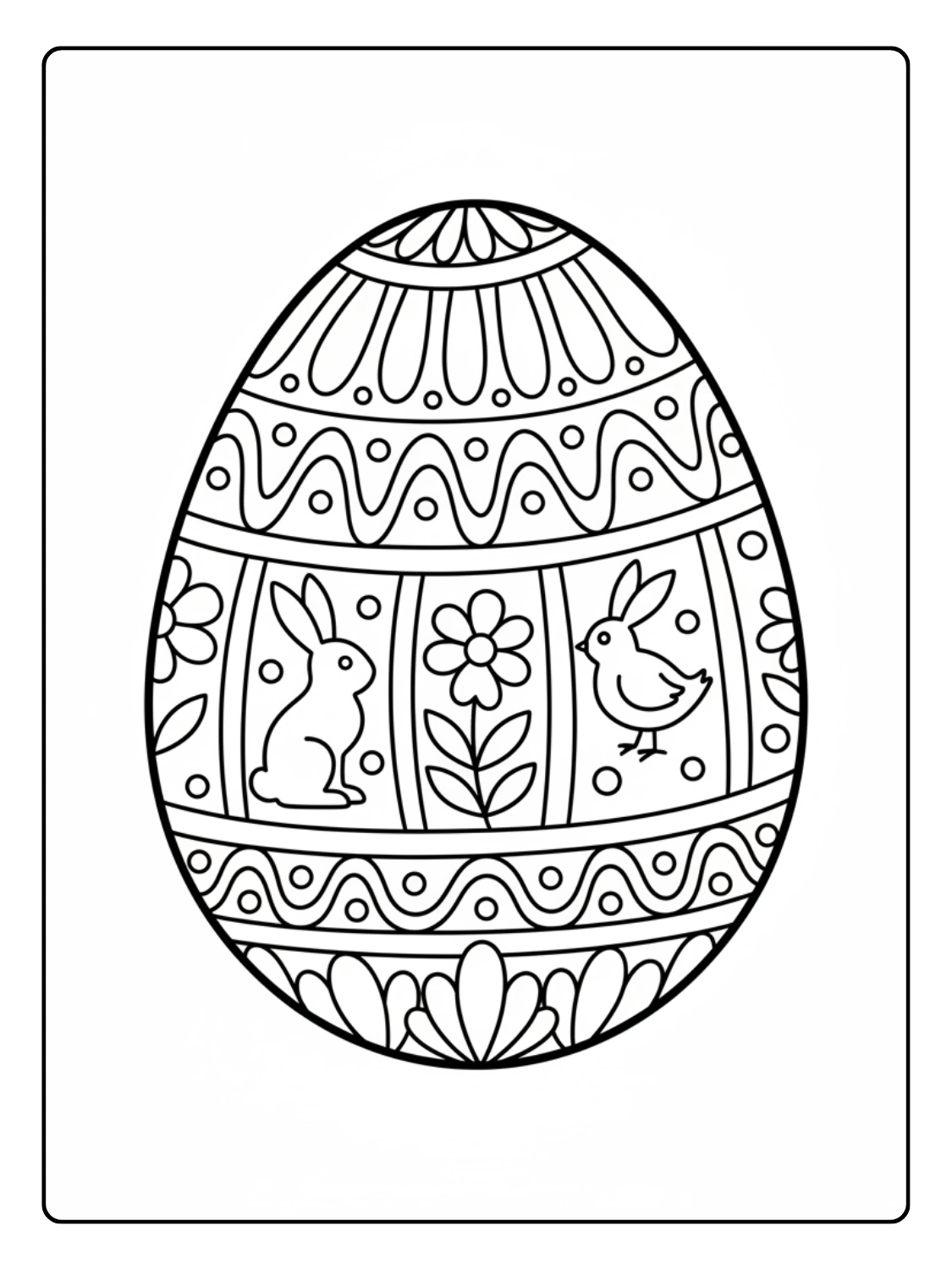 Coloriage Gros Œuf de Pâques Décoré