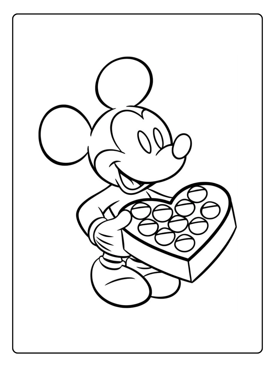 Coloriage Mickey Mouse amour et coeur