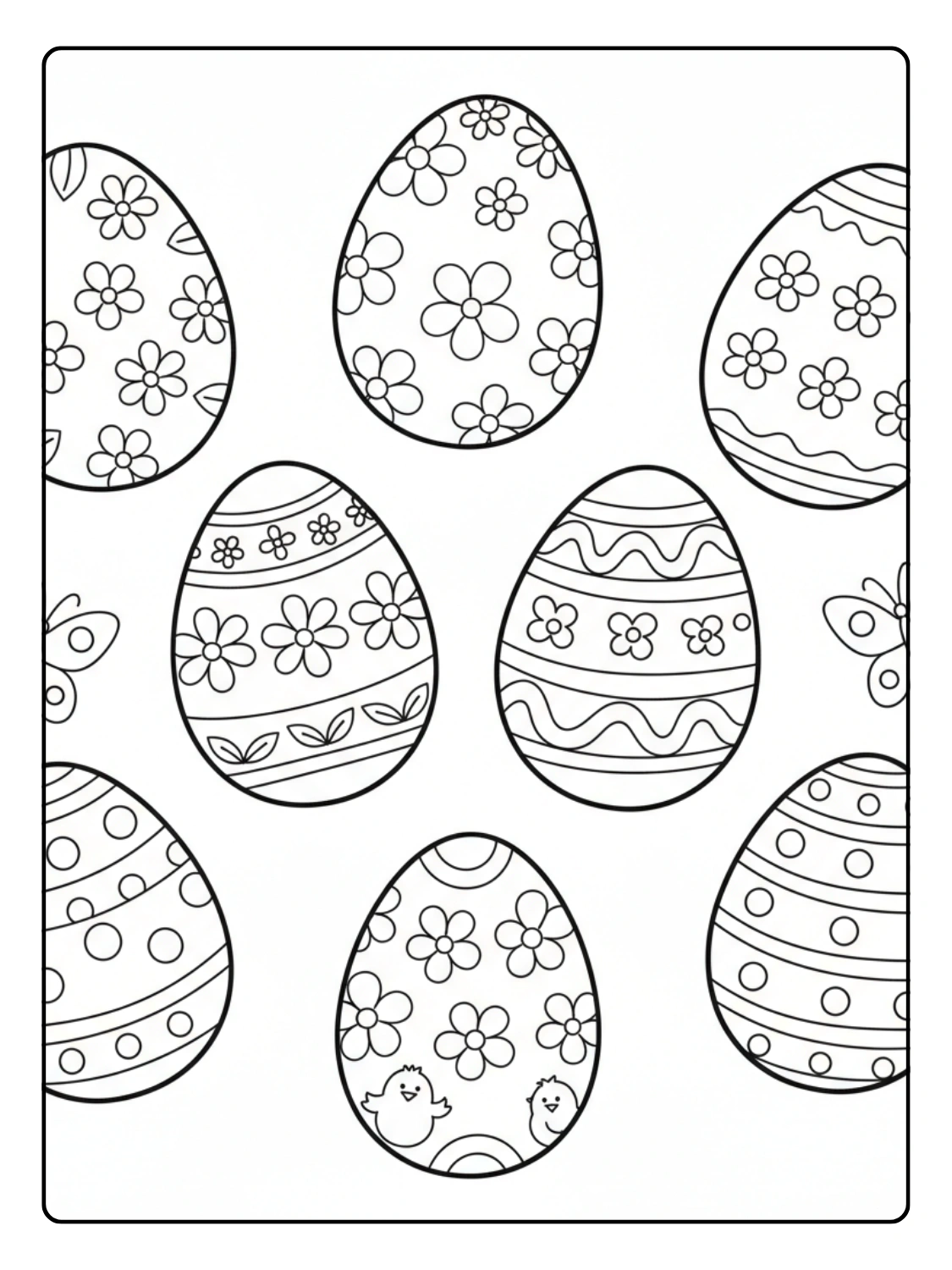 Coloriage Œufs de Pâques Décorés Printaniers