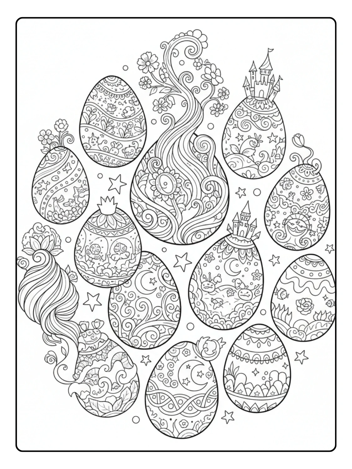Coloriage Œufs de Pâques Fantaisie