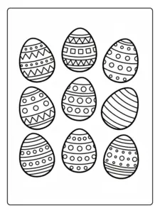 Coloriage Œufs de Pâques à Motifs Géométriques