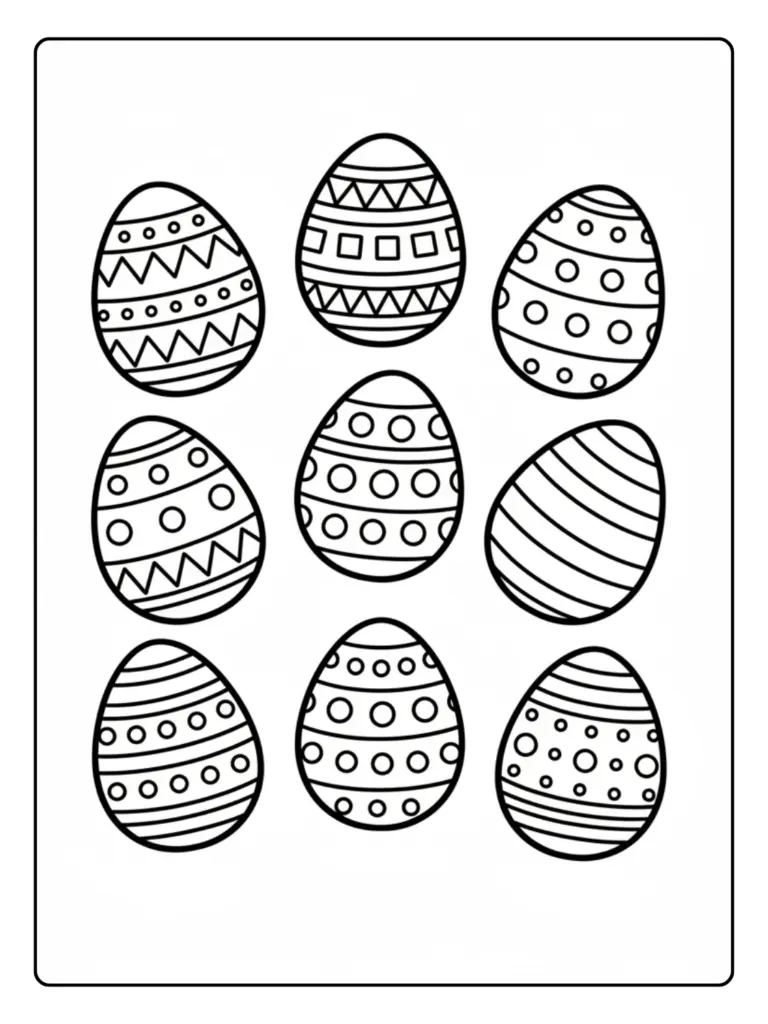 Coloriage Œufs de Pâques à Motifs Géométriques