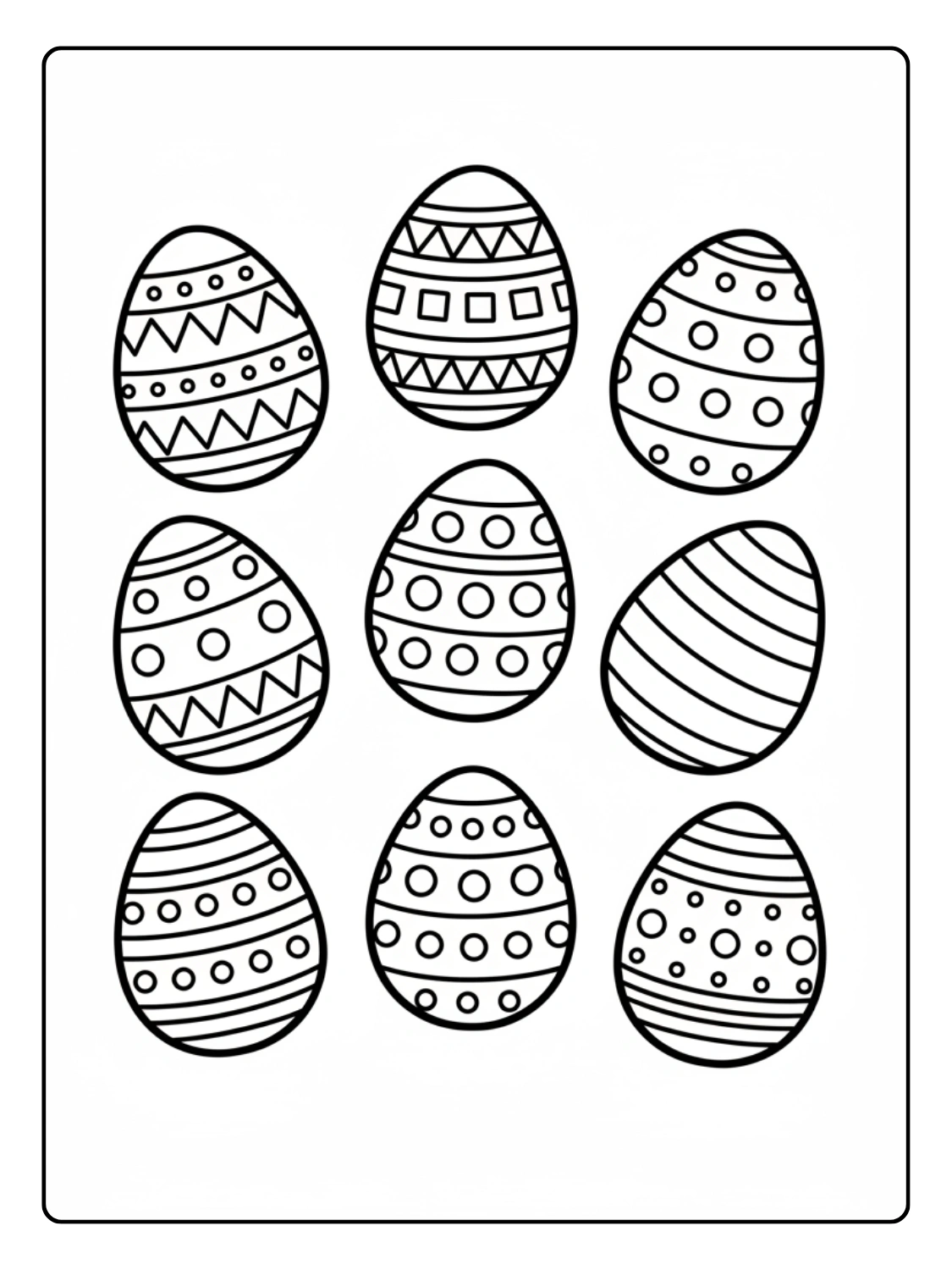 Coloriage Œufs de Pâques à Motifs Géométriques