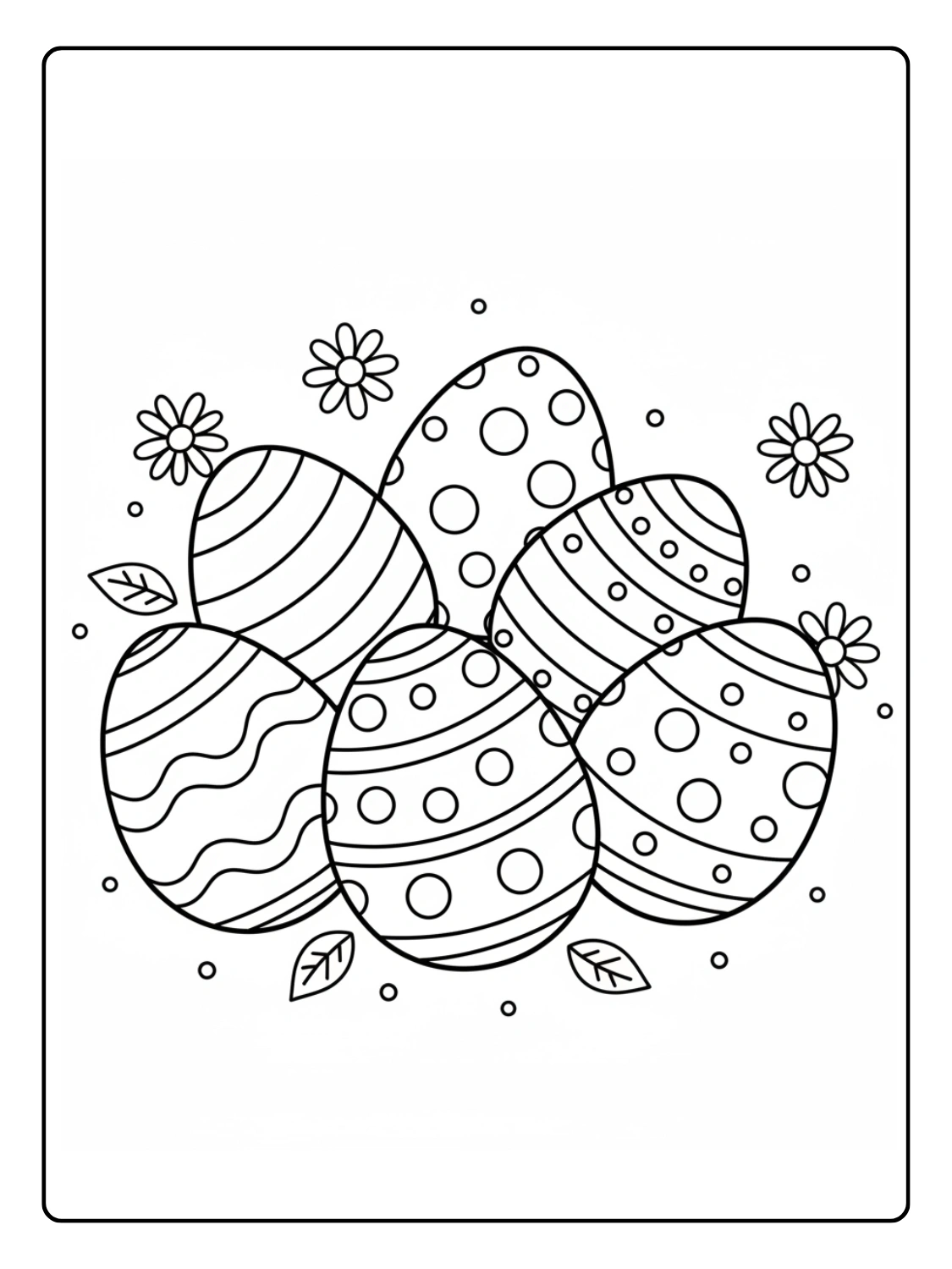 Coloriage Œufs de Pâques à Rayures et Pois
