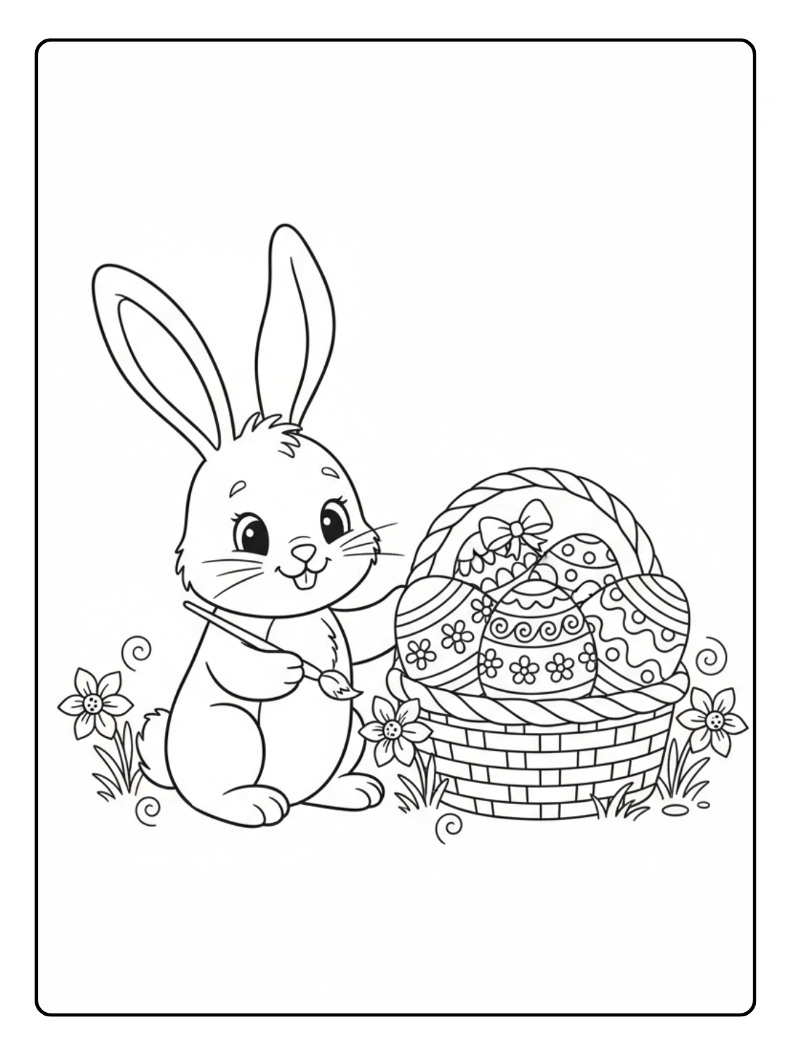 Coloriage Œufs de Pâques avec Lapin