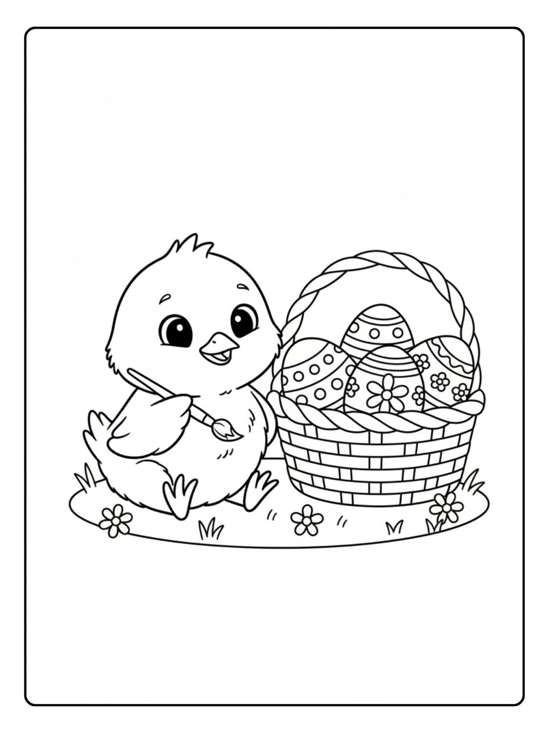 Coloriage Œufs de Pâques avec Poussin