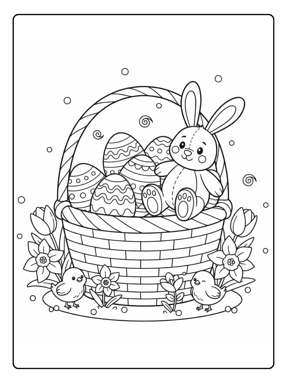 Coloriage Panier de Pâques Cartoon