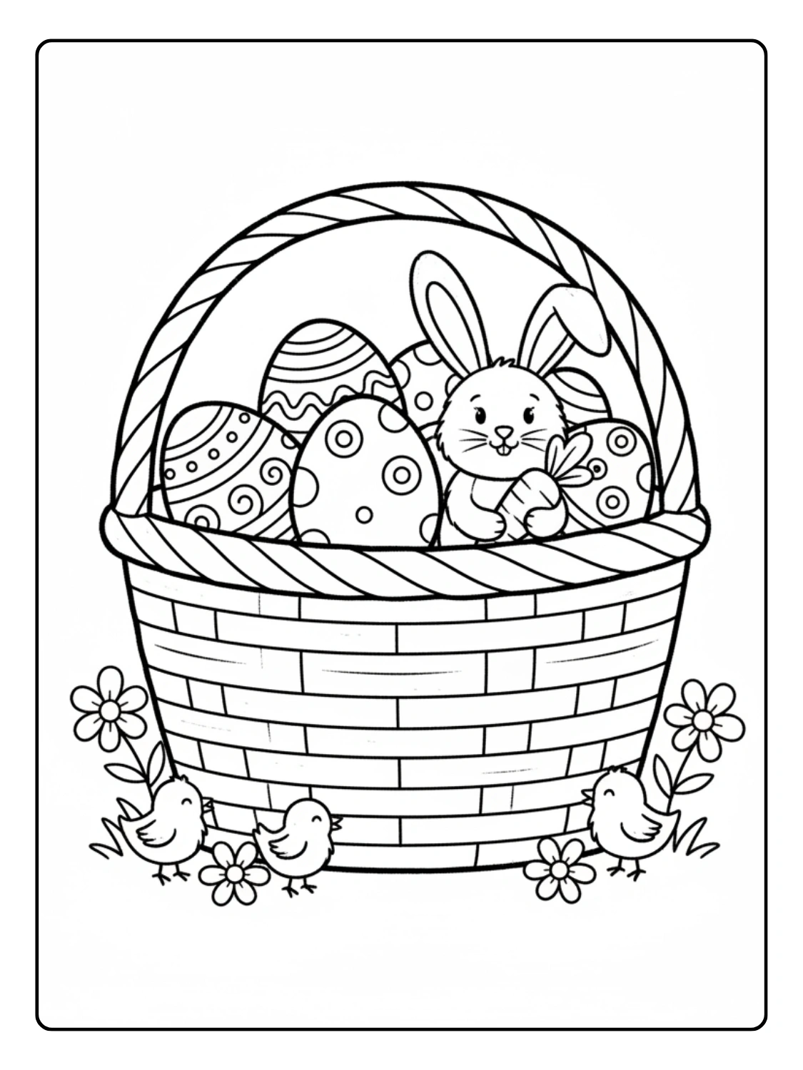 Coloriage Panier de Pâques Enfant