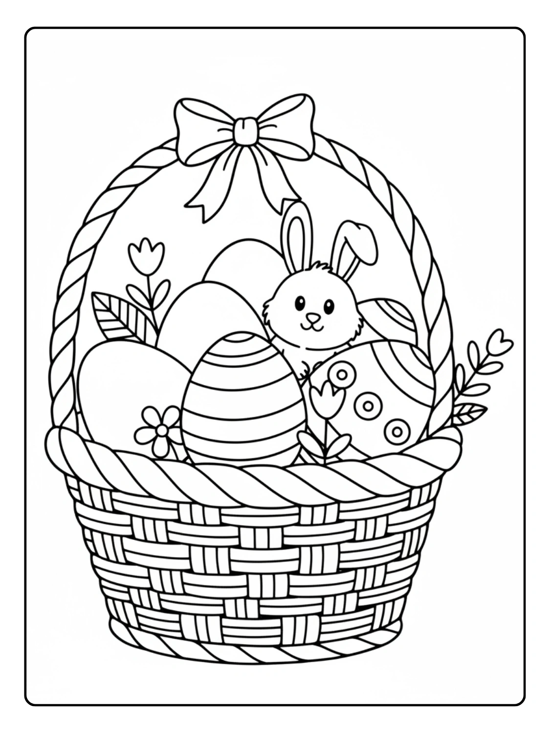 Coloriage Panier de Pâques Facile