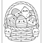 Coloriage Panier de Pâques Kawaii