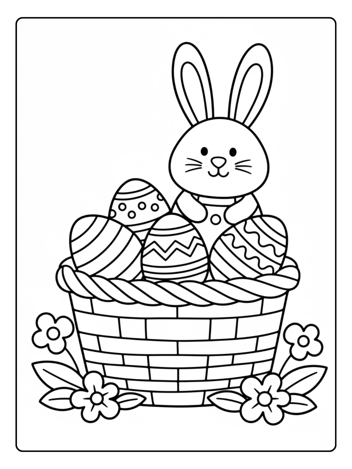 Coloriage Panier de Pâques Noir et Blanc