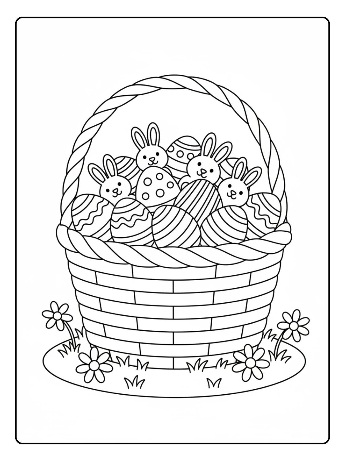 Coloriage Panier de Pâques Printemps
