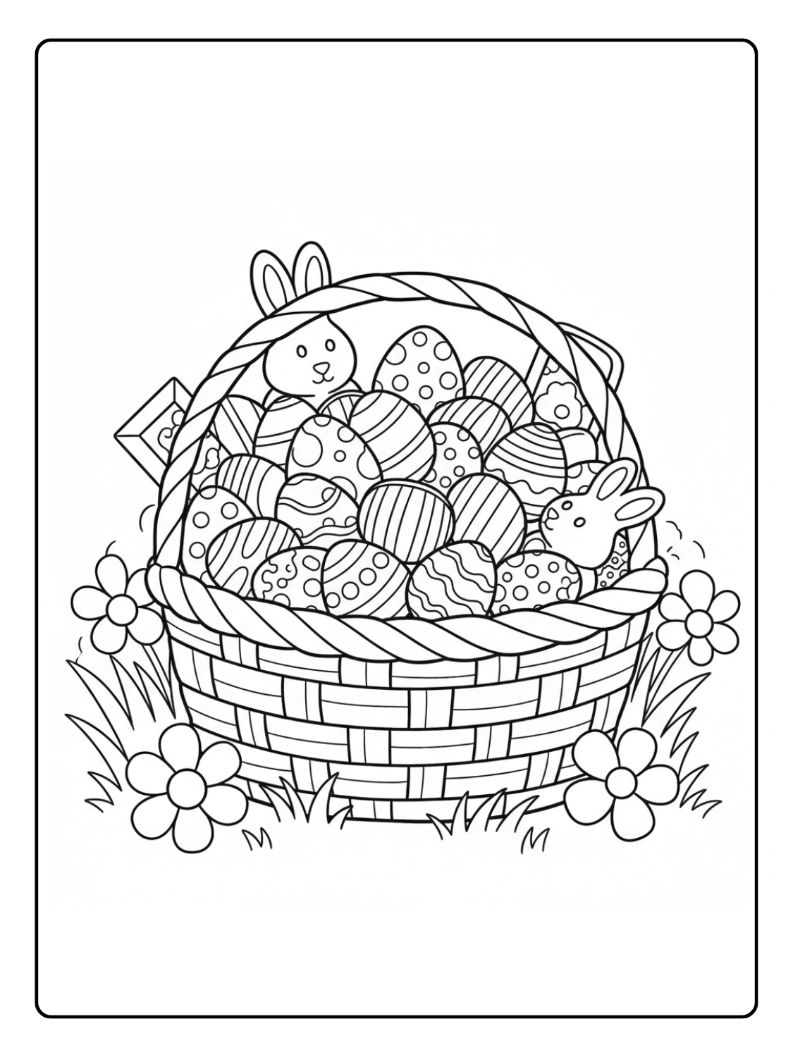 Coloriage Panier de Pâques Rempli de Chocolats