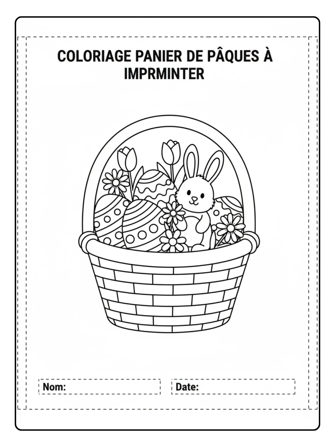 Coloriage Panier de Pâques à Imprimer