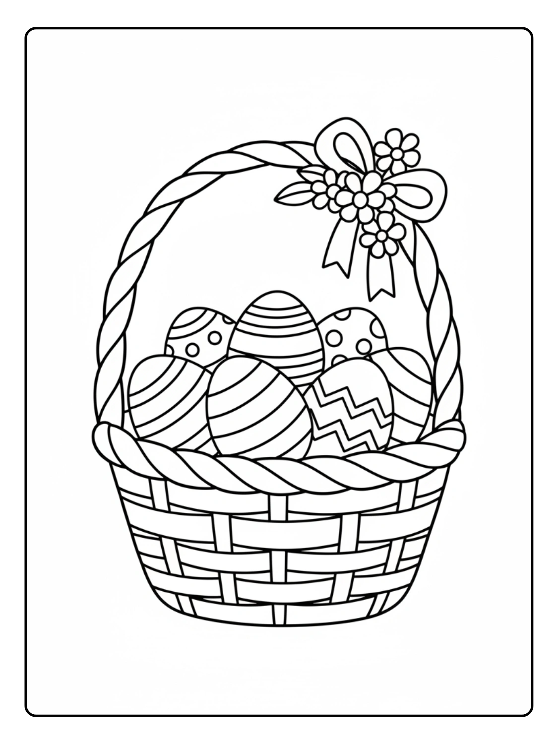 Coloriage Panier de Pâques avec Œufs