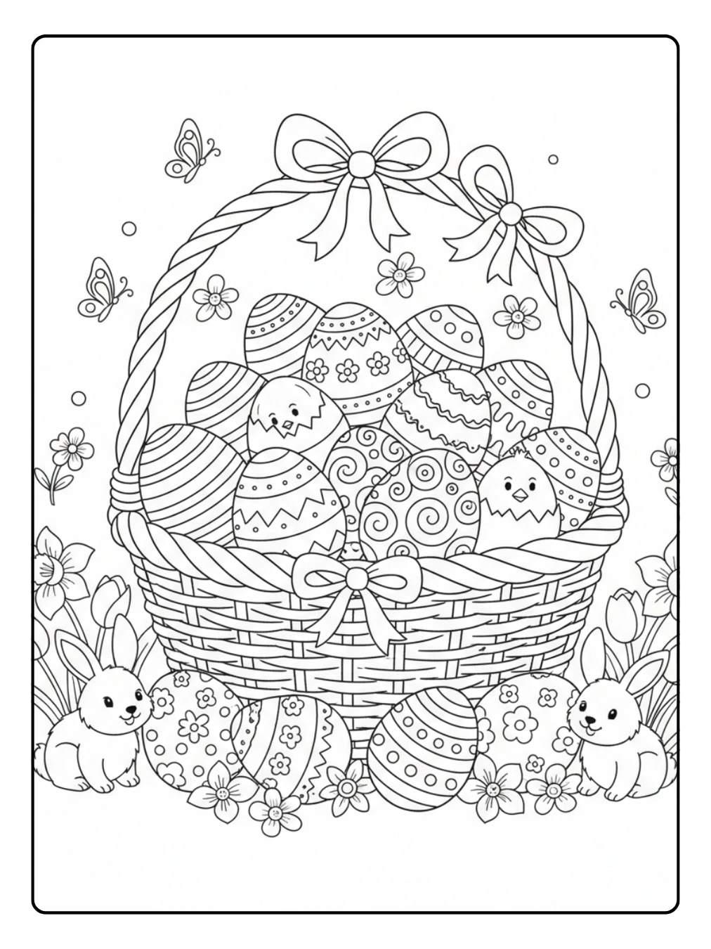 Coloriage Pâques Œufs Décorés