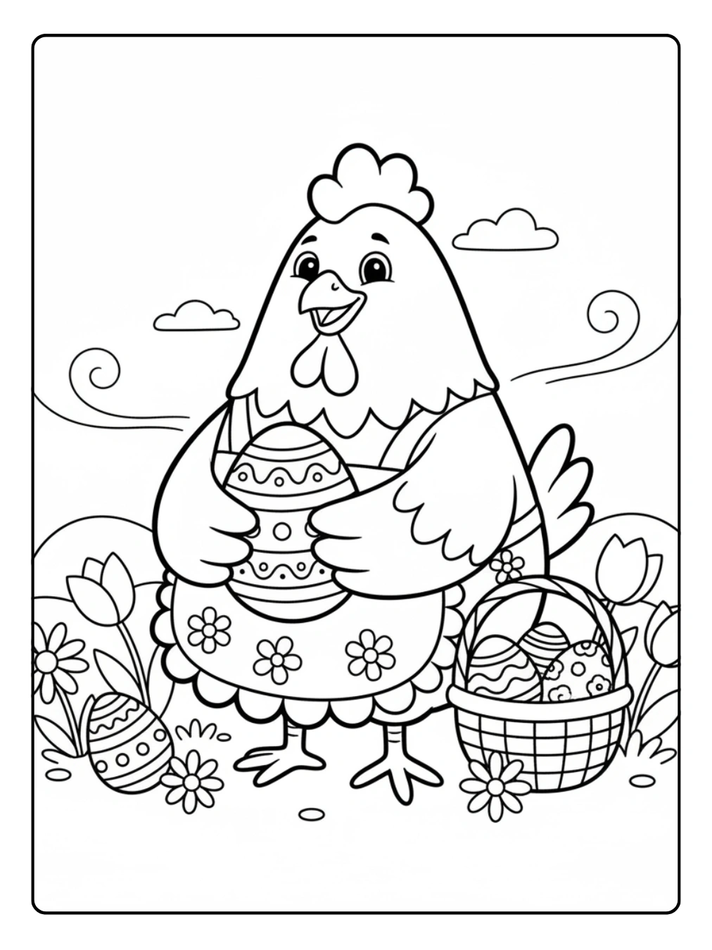 Coloriage Pâques Poule
