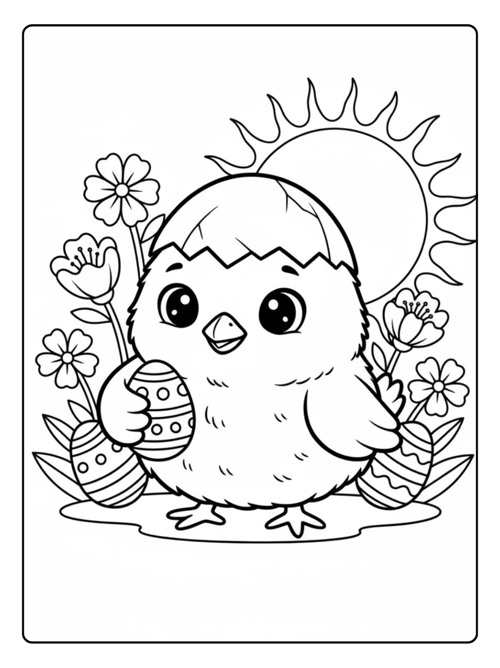 Coloriage Pâques Poussin