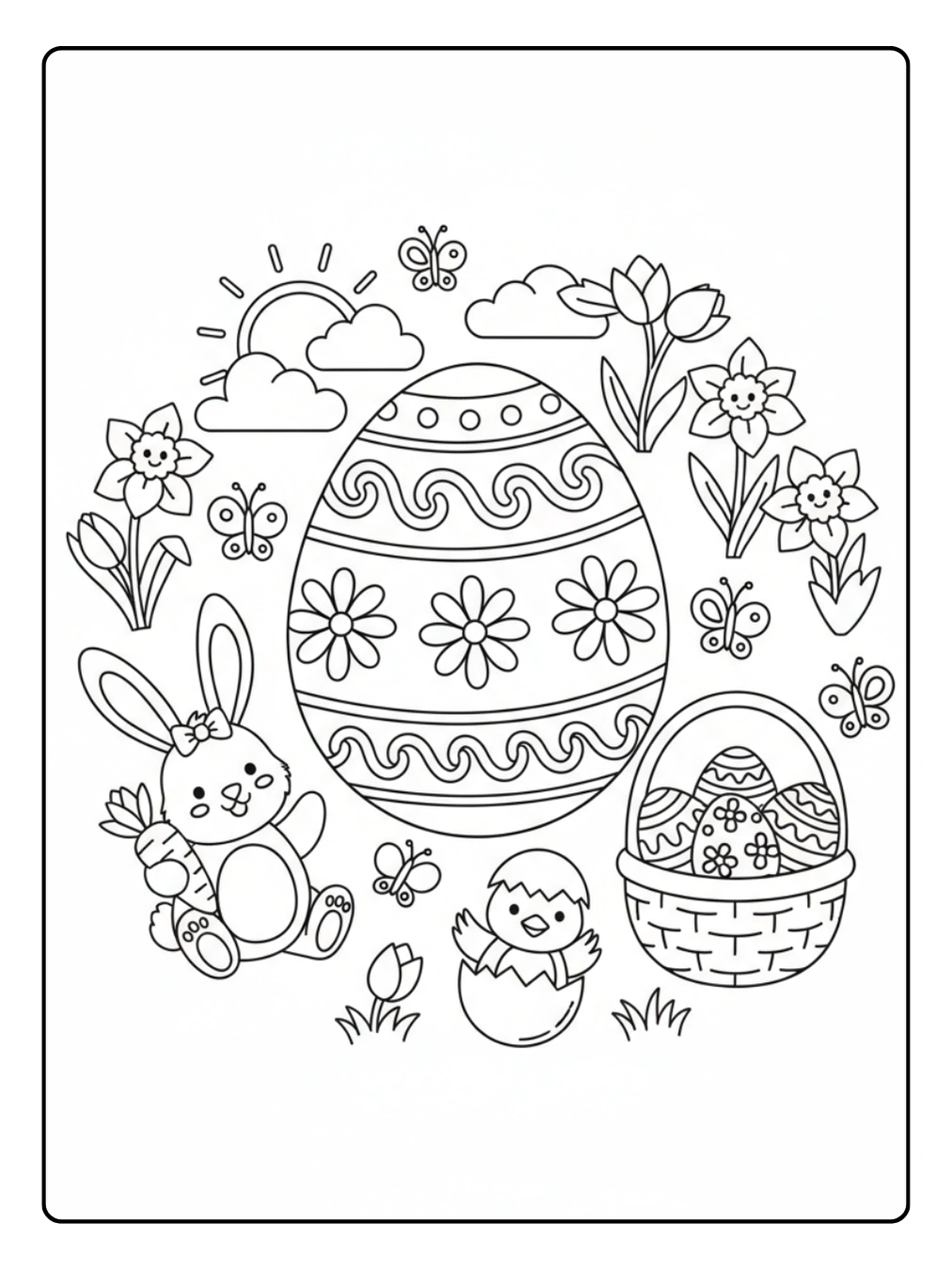 Coloriage Pâques Printemps