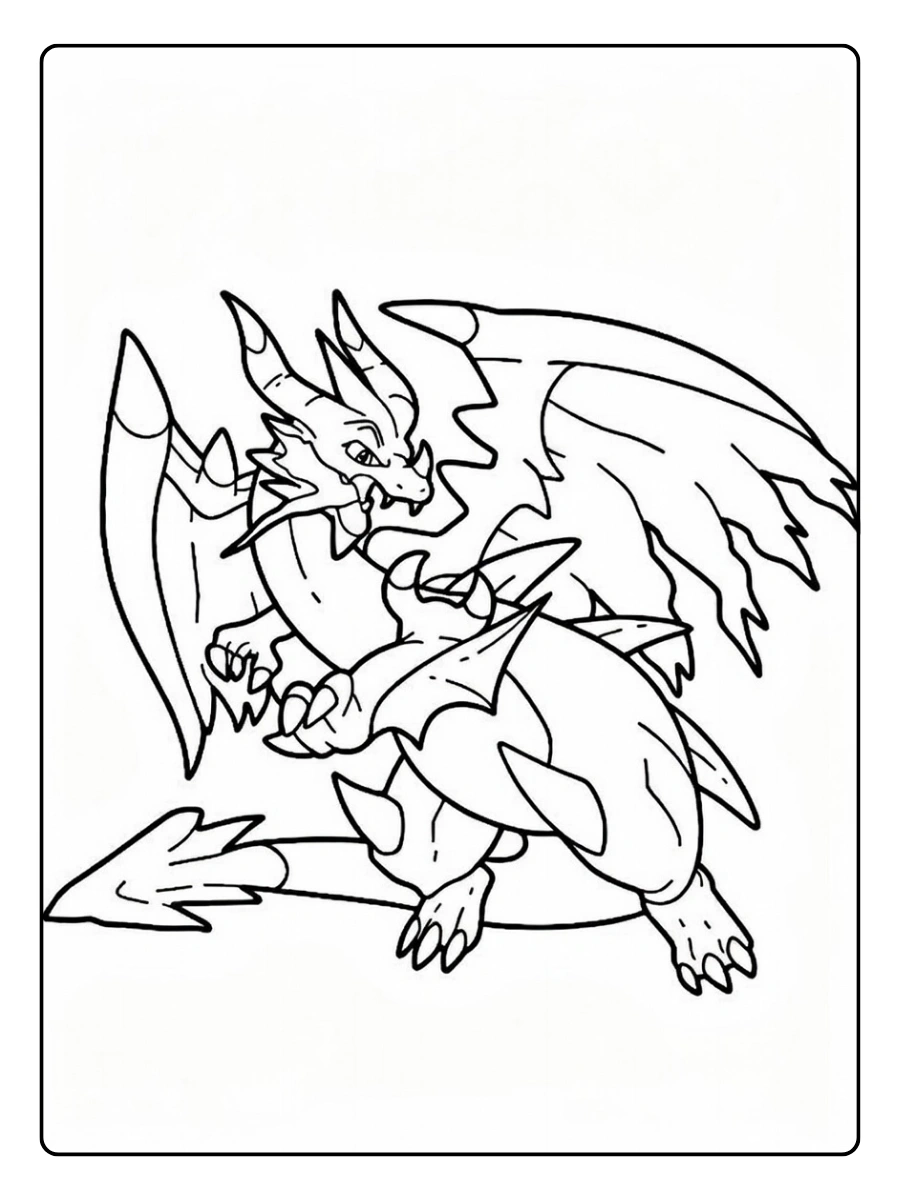 Coloriage Pokémon Dracaufeu simple