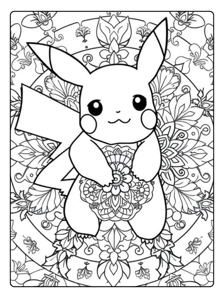 Coloriage Pokémon mandala Pikachu