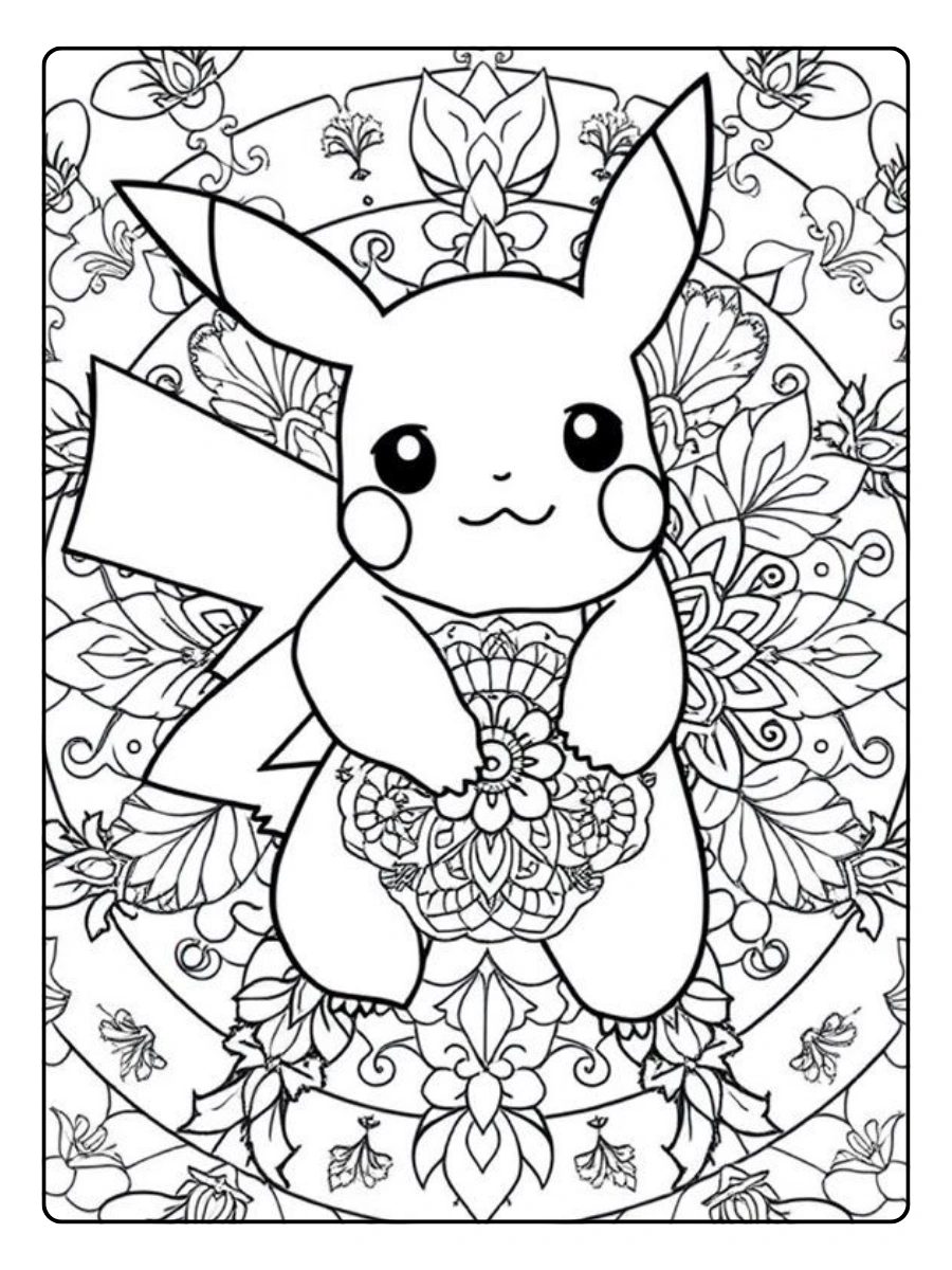 Coloriage Pokémon mandala Pikachu