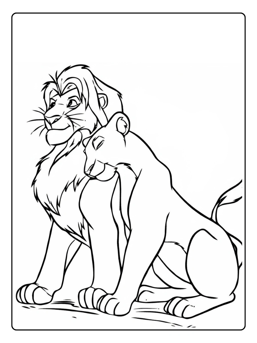 Coloriage Roi Lion Nala et Simba