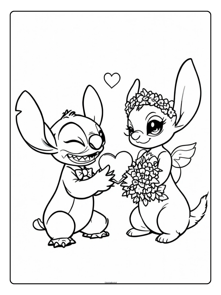 Coloriage Stitch Saint Valentin Disney