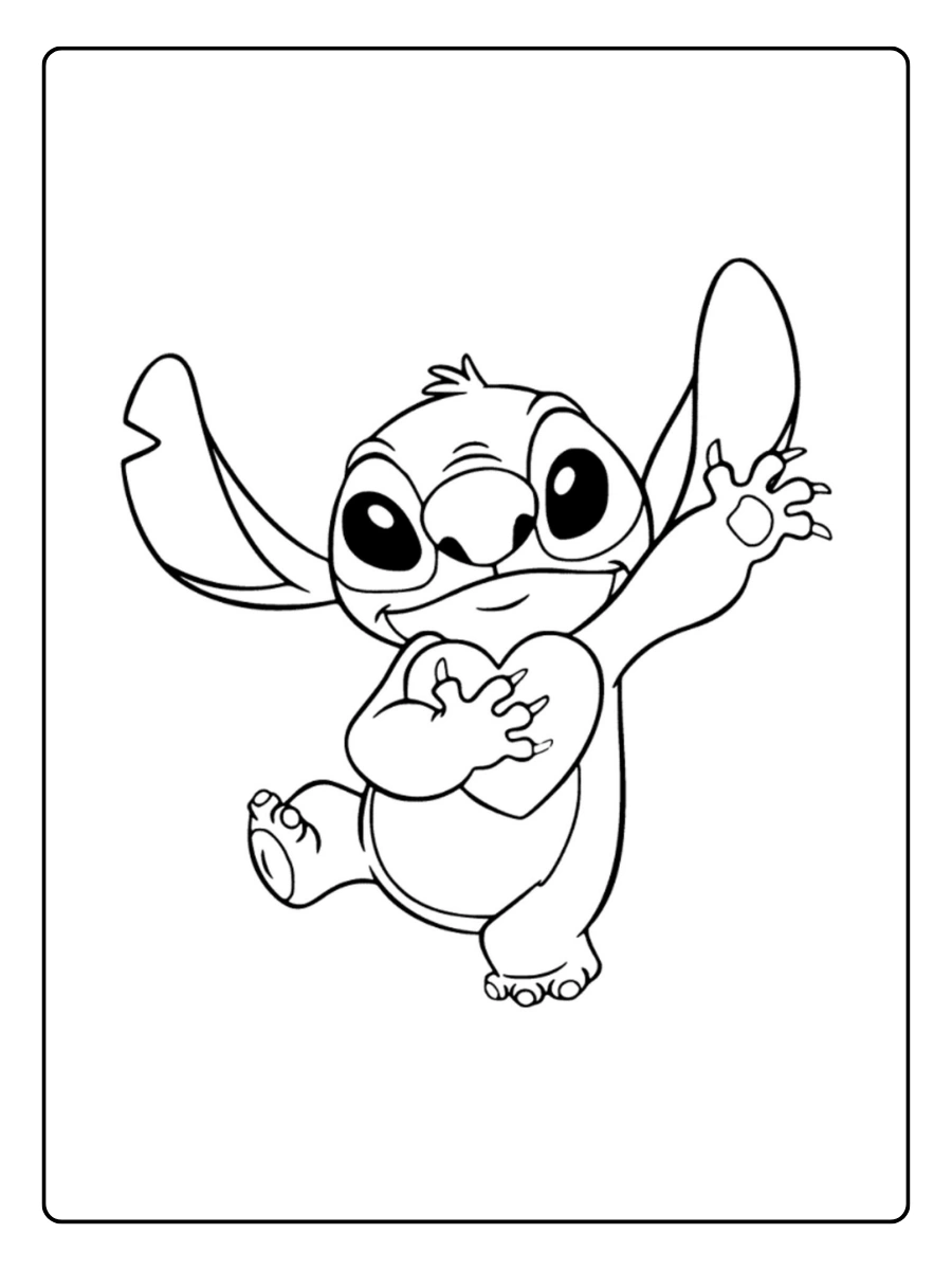 Coloriage Stitch amour gratuit pour enfants