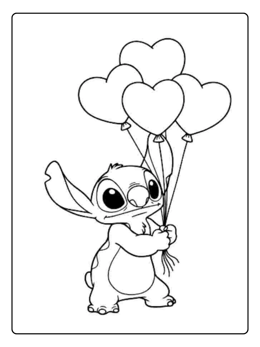 Coloriage Stitch amoureux à imprimer