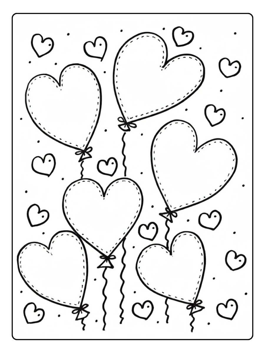 Coloriage amour avec cœurs