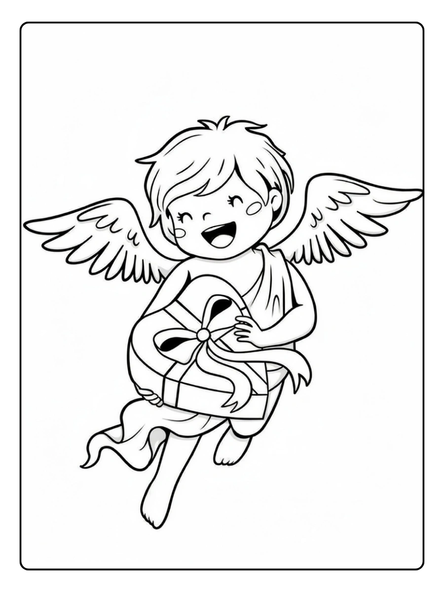 Coloriage ange Saint Valentin à imprimer