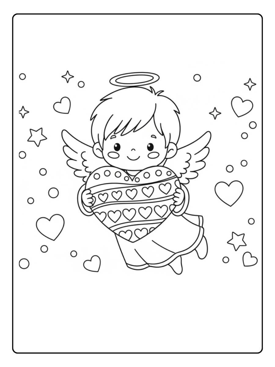 Coloriage ange Saint Valentin pour enfants
