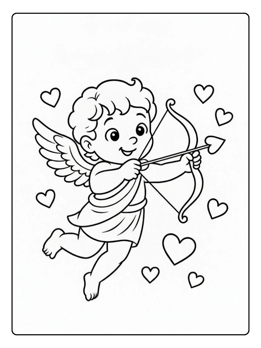 Coloriage ange et flèches d’amour