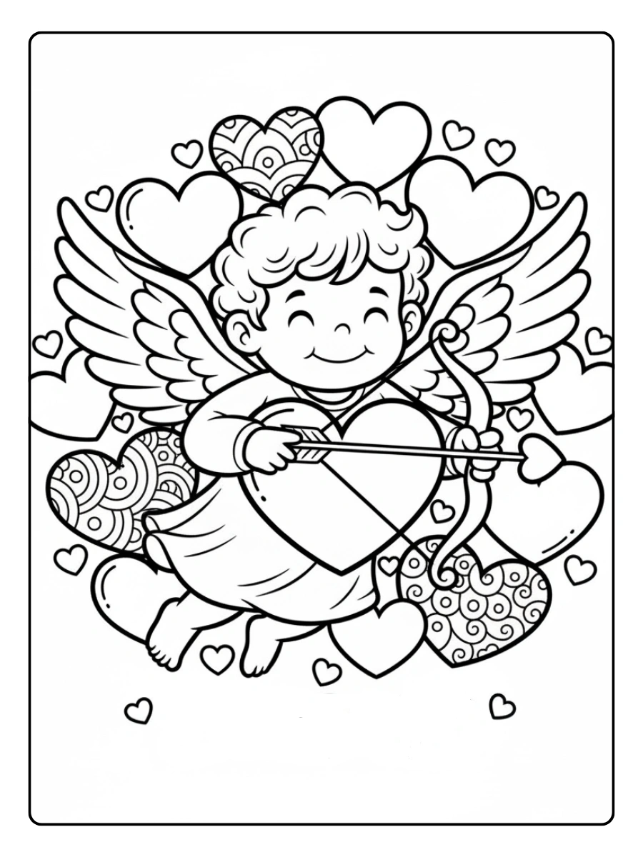 Coloriage ange mignon Saint Valentin