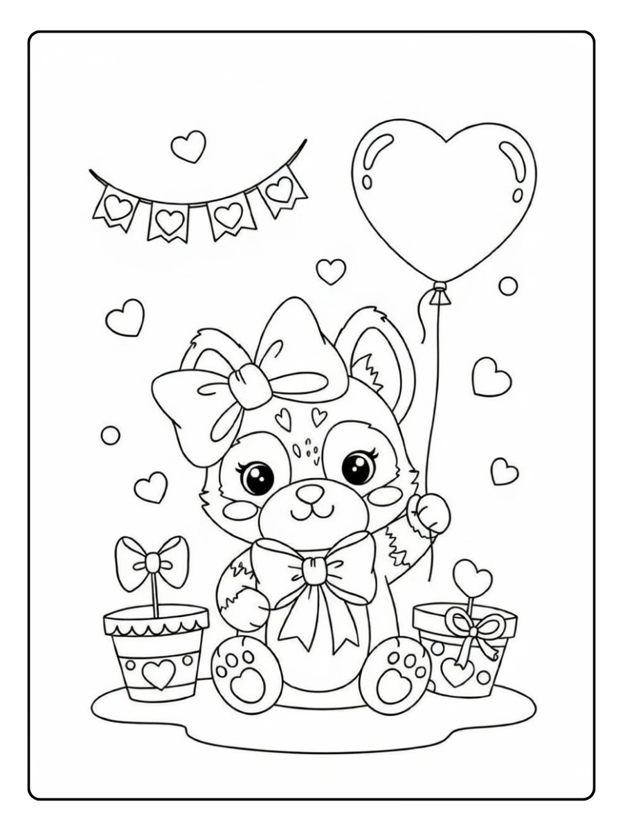 Coloriage animaux Saint Valentin à imprimer