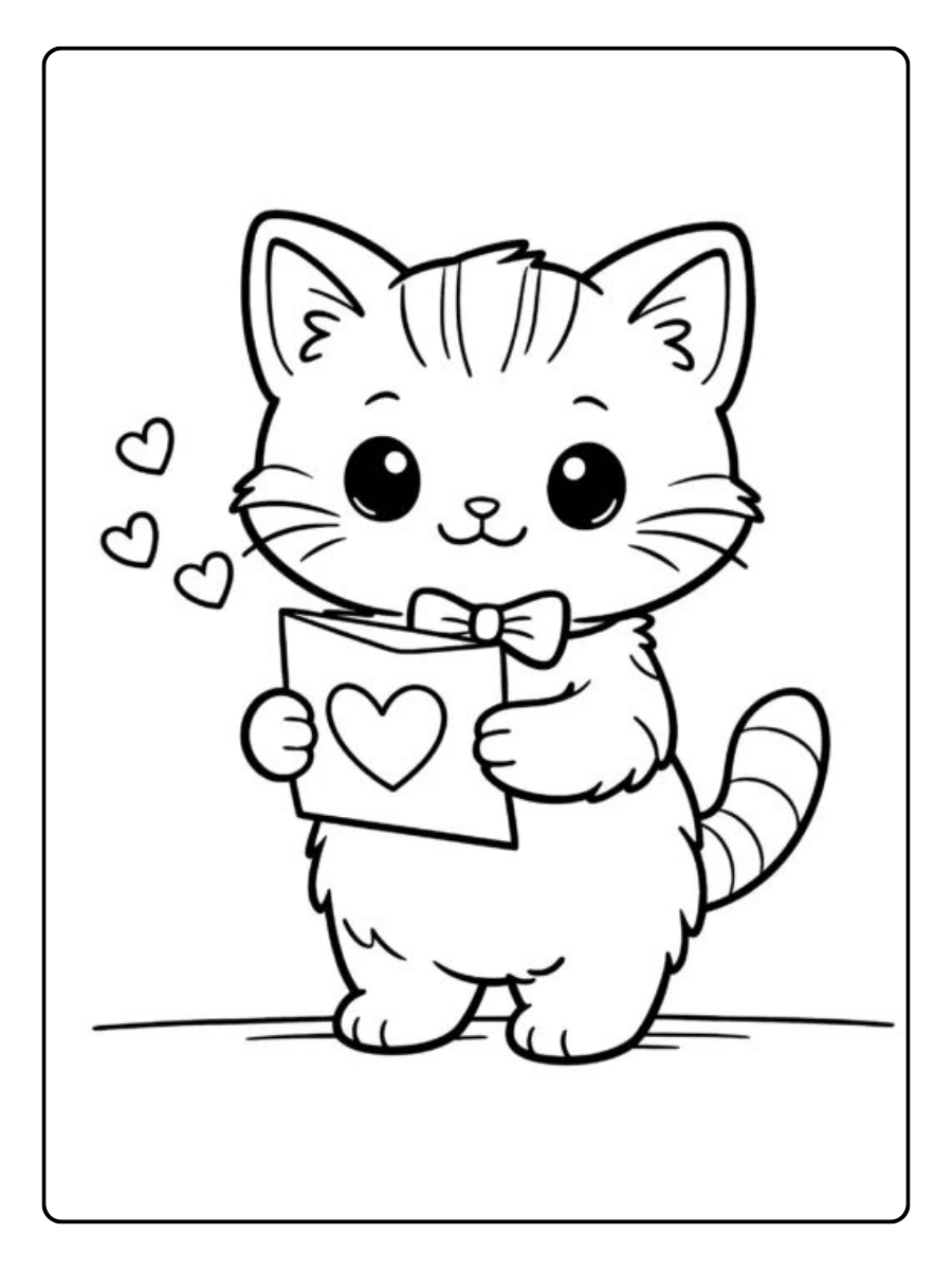 Coloriage animaux avec cœurs Valentine