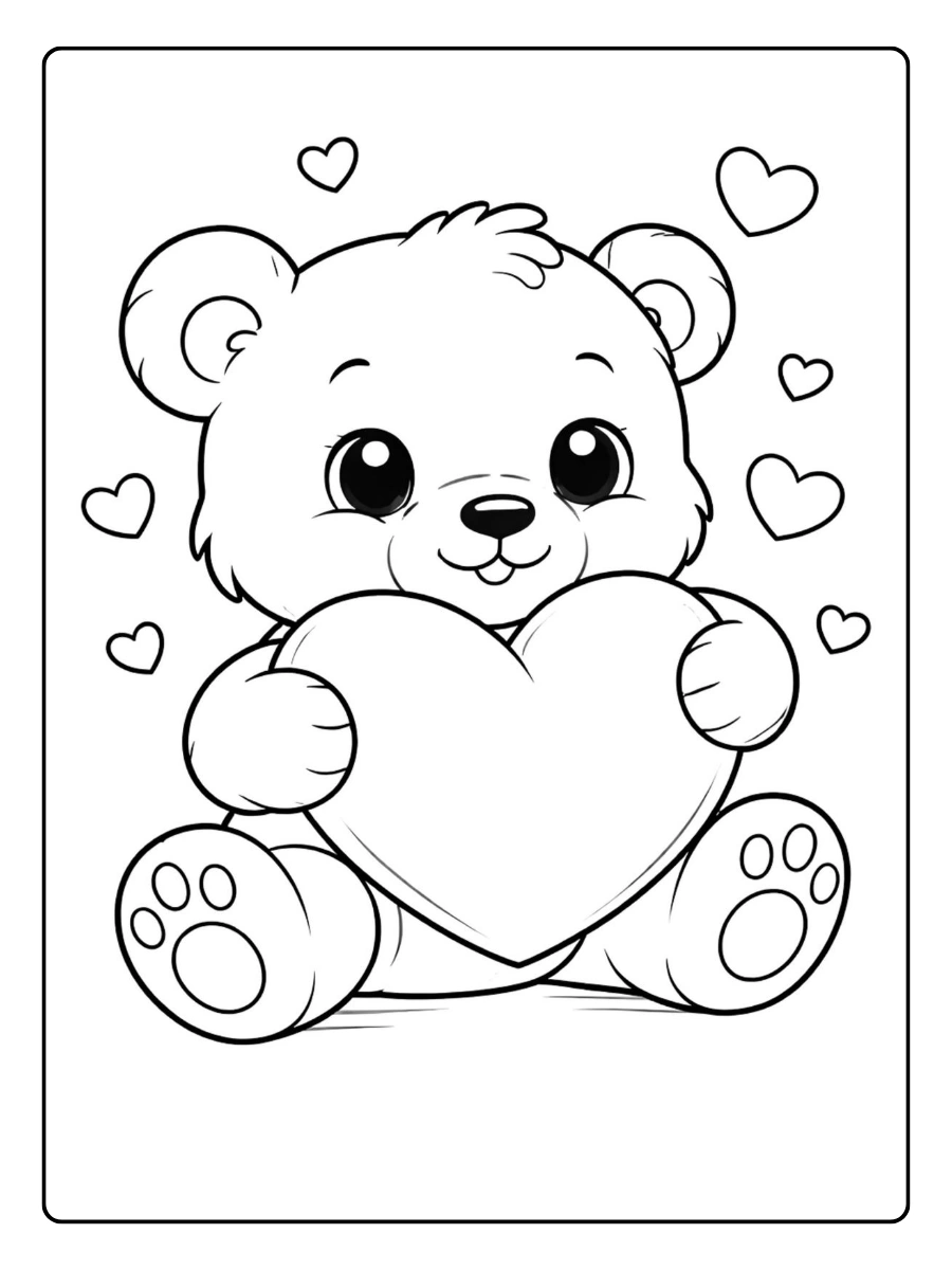 Coloriage animaux mignons Saint Valentin