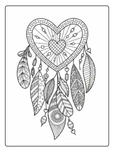 Coloriage attrape rêve Saint Valentin