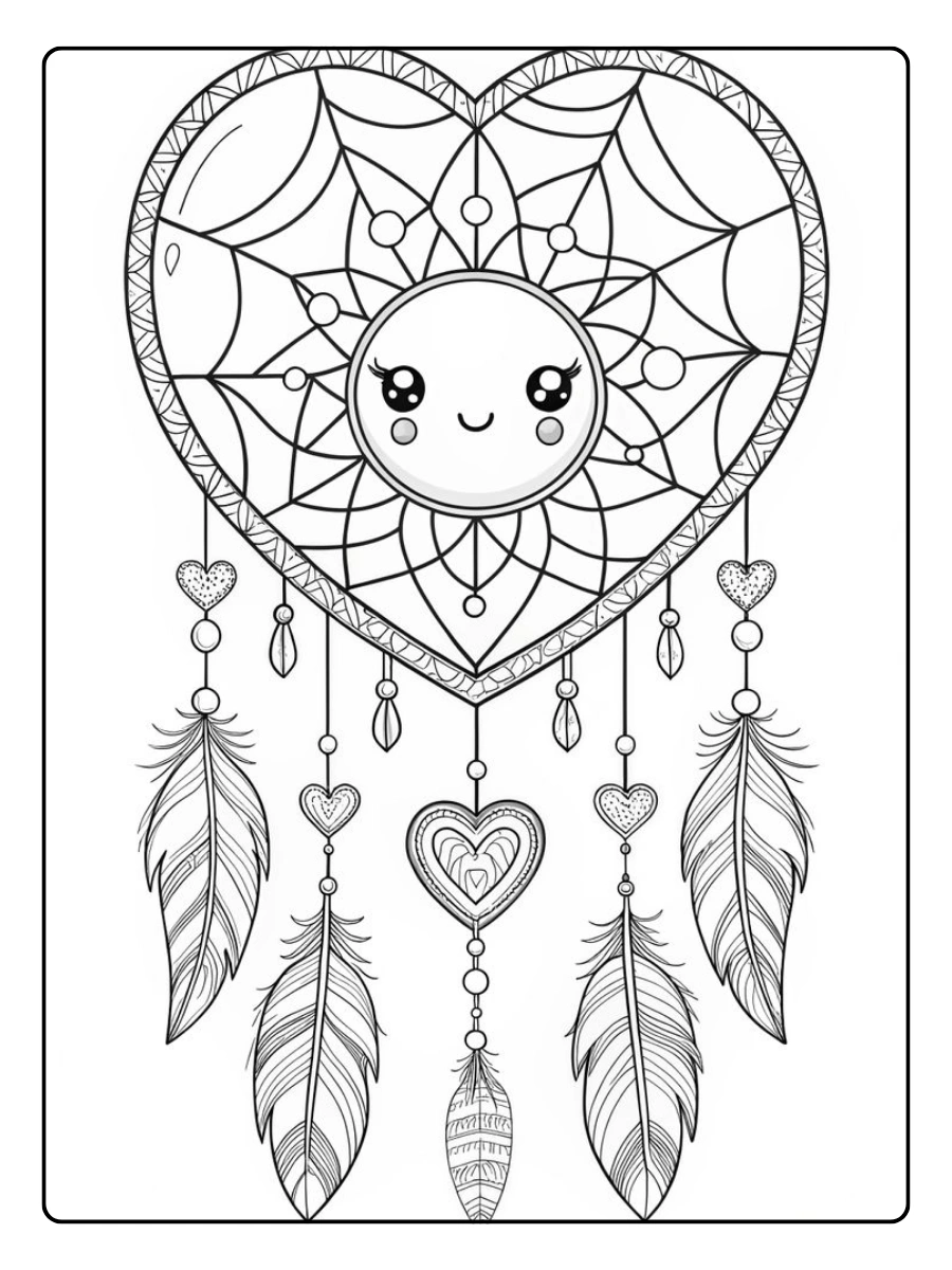 Coloriage attrape rêve Saint Valentin pour adultes