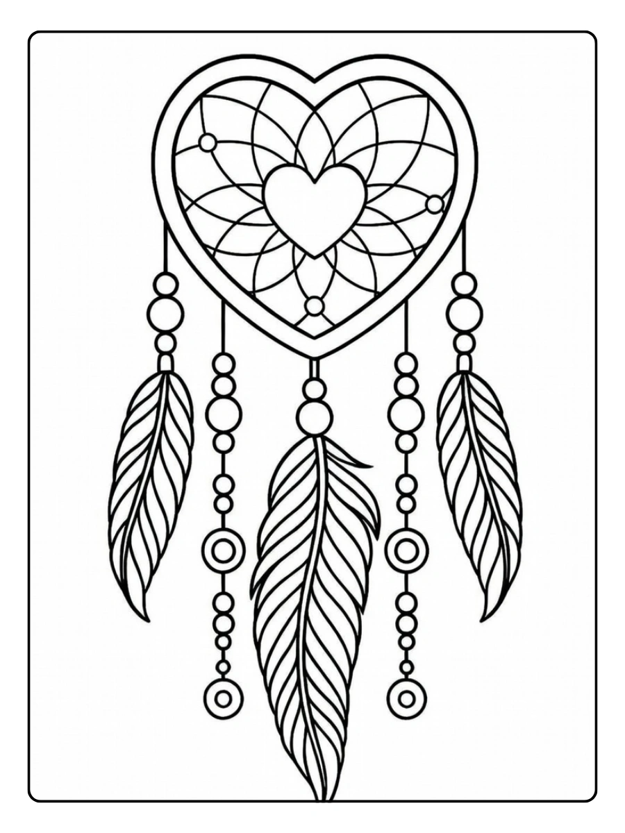 Coloriage attrape rêve amour Valentine