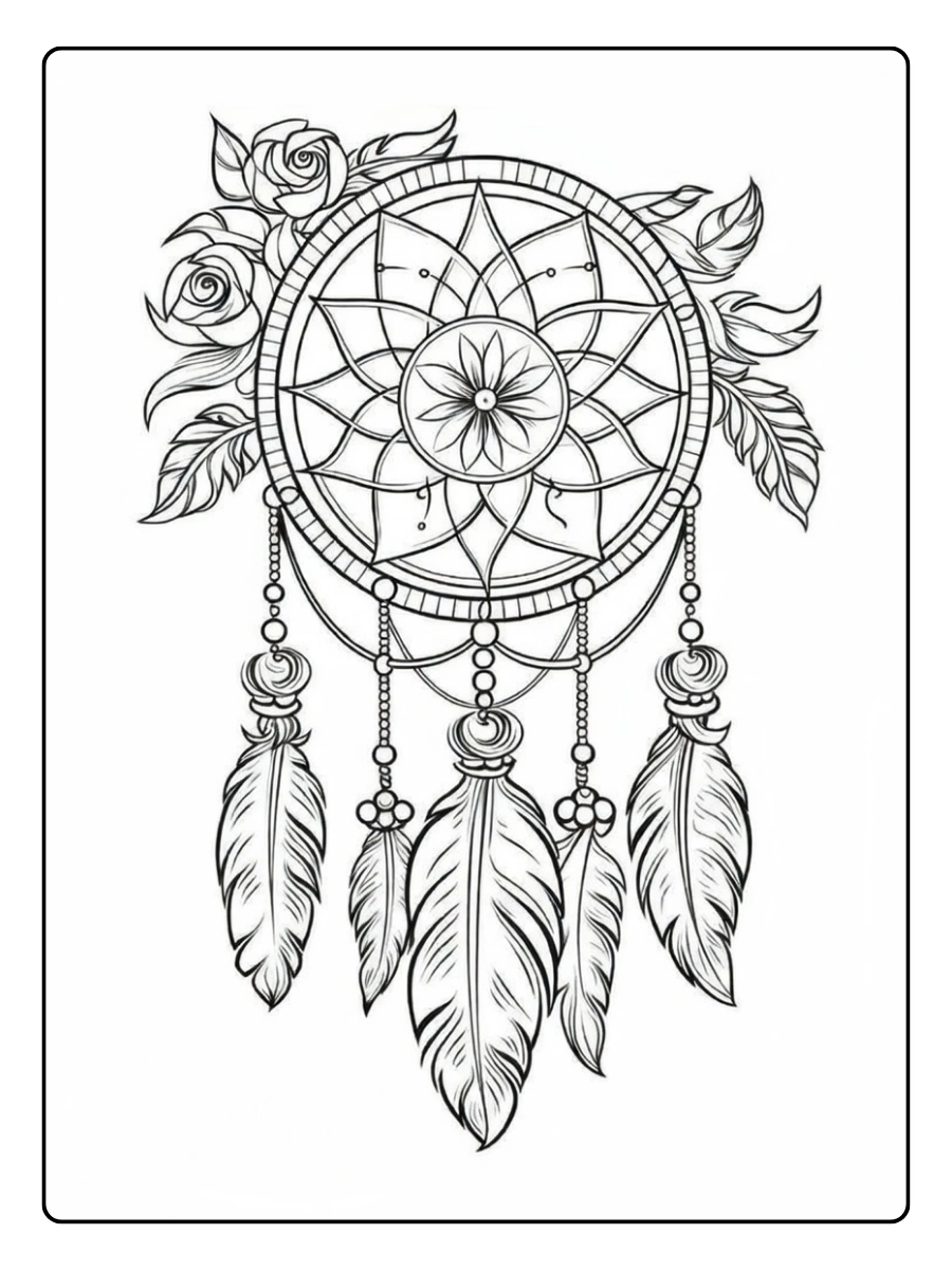 Coloriage attrape rêve mignon Saint Valentin