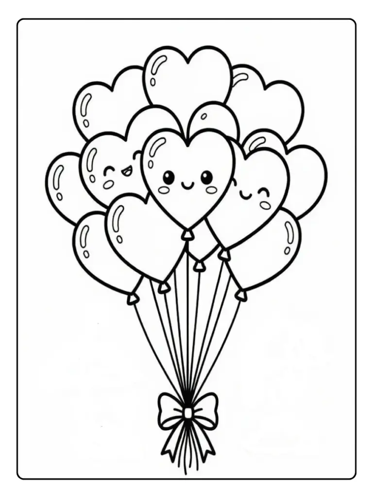 Coloriage ballon Saint Valentin pour enfants