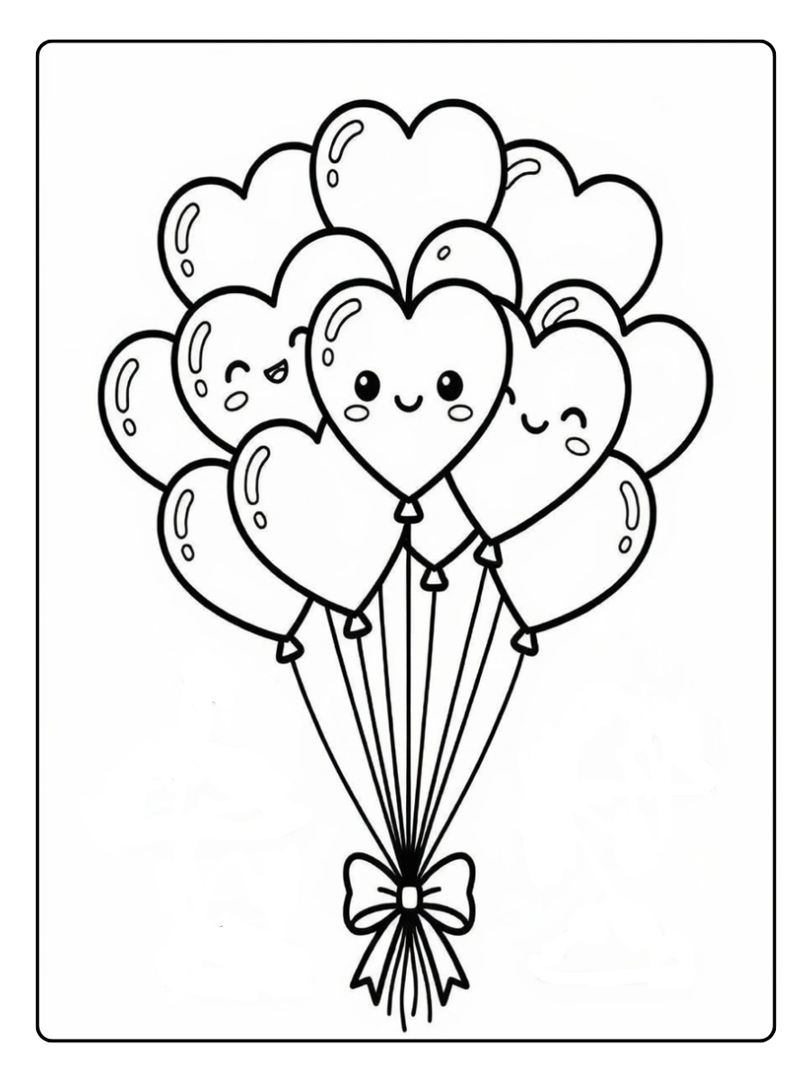 Coloriage ballon Saint Valentin pour enfants