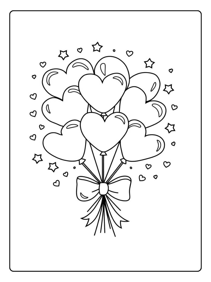 Coloriage ballon cœur Saint Valentin